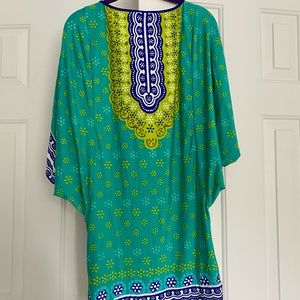 Trina Turk resort wear / cover up, fits as size medium, teal with blue and white